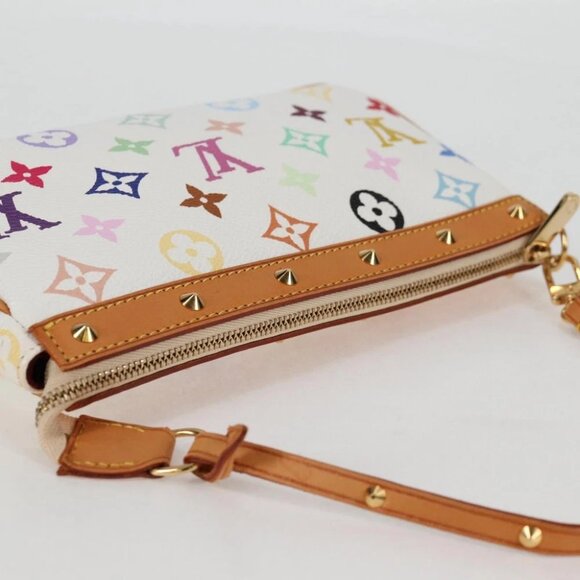 LOUIS VUITTON Multicolor Pochette Accessoires Pouch White M92649 LV Auth 129011V - Picture 6 of 16